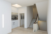 Treppenhaus + Aufzug - Moderner Neubau aus 2020: 3 Zimmer, offene Küche, große Loggia, hochwertige Ausstattung