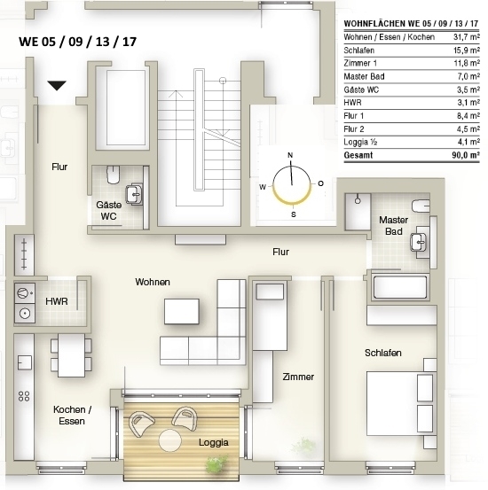 Grundriss WE 5_9_13_17